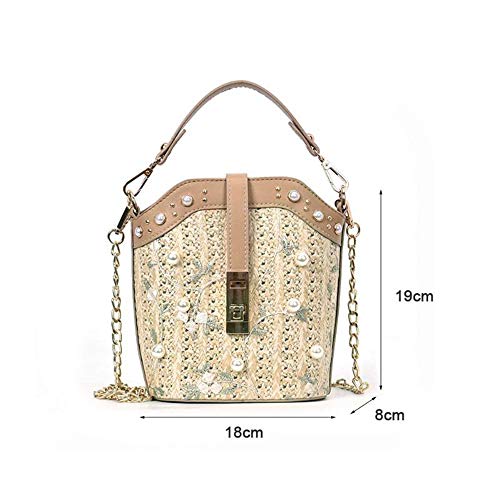 DEAR-JY Bolso Tejido a Mano, Bolso Simple del Cubo de la Bolsa de Messenger de la Perla del Bolso del Hombro de Las Mujeres Simples, Moda del poliéster,C DEAR-JY Bolso Tejido a Mano, Bolso Simple del Cubo de la Bolsa de Messenger de la Perla del Bolso del Hombro de Las Mujeres Simples, Moda del poliéster,C