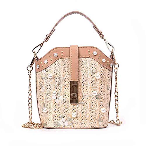 DEAR-JY Bolso Tejido a Mano, Bolso Simple del Cubo de la Bolsa de Messenger de la Perla del Bolso del Hombro de Las Mujeres Simples, Moda del poliéster,C DEAR-JY Bolso Tejido a Mano, Bolso Simple del Cubo de la Bolsa de Messenger de la Perla del Bolso del Hombro de Las Mujeres Simples, Moda del poliéster,C