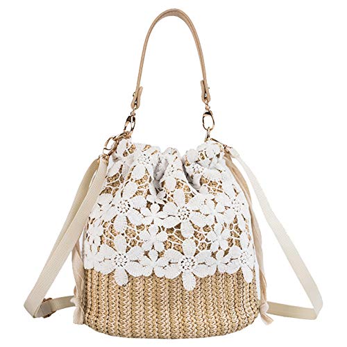 DEAR-JY Bolso Tejido a Mano, versión Coreana de la Bolsa de Mensajero Salvaje, Encaje de Moda Tejido a Mano, Bolso de Hombro, Bolsa de Cubo de Moda, Ideal para Vacaciones,B DEAR-JY Bolso Tejido a Mano, versión Coreana de la Bolsa de Mensajero Salvaje, Encaje de Moda Tejido a Mano, Bolso de Hombro, Bolsa de Cubo de Moda, Ideal para Vacaciones,B