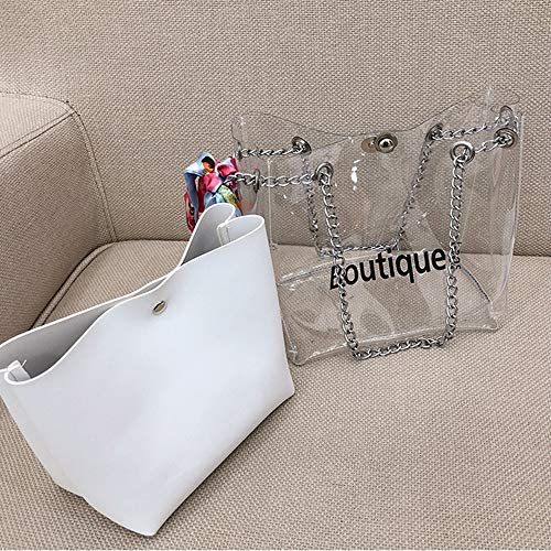 DEAR-JY Bolsos Transparentes, Bolso Claro del Bolso del Cubo de Las Mujeres Bolsos de Hombro Transparentes de Las Mujeres de Las señoras Messenger Beach Compras Ocasionales Bufandas Bolsos,Blanco DEAR-JY Bolsos Transparentes, Bolso Claro del Bolso del Cubo de Las Mujeres Bolsos de Hombro Transparentes de Las Mujeres de Las señoras Messenger Beach Compras Ocasionales Bufandas Bolsos,Blanco