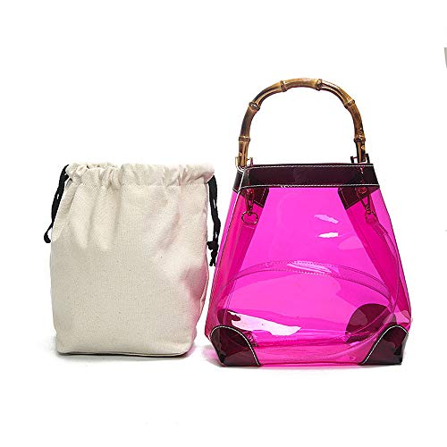 DEAR-JY Bolsos Transparentes, Bolso de la Madre de la Tela de la Tela Tejida de la Nueva Perspectiva Verano Que Hace Juego del Color del Bolso Transparente de bambú del Cubo,Rosered DEAR-JY Bolsos Transparentes, Bolso de la Madre de la Tela de la Tela Tejida de la Nueva Perspectiva Verano Que Hace Juego del Color del Bolso Transparente de bambú del Cubo,Rosered