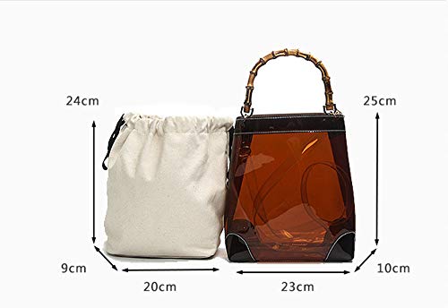 DEAR-JY Bolsos Transparentes, Bolso de la Madre de la Tela de la Tela Tejida de la Nueva Perspectiva Verano Que Hace Juego del Color del Bolso Transparente de bambú del Cubo,Rosered