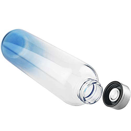 DEARRAY Botella de Agua de Cristal de Borosilicato Deportivo 1000ml / 1 Litro, Botella de Agua de Vidrio con Funda de Neopreno y Elegante Tapa de Acero Inoxidable DEARRAY Botella de Agua de Cristal de Borosilicato Deportivo 1000ml / 1 Litro, Botella de Agua de Vidrio con Funda de Neopreno y Elegante Tapa de Acero Inoxidable