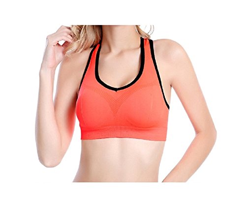 DEBAIJIA Mujer Sujetador Deportivo Running con Relleno Shock Absorber Sin Aros Chaleco Gimnasio Aptitud Sin Costuras Yoga Estiramiento Sports Naranja-L DEBAIJIA Mujer Sujetador Deportivo Running con Relleno Shock Absorber Sin Aros Chaleco Gimnasio Aptitud Sin Costuras Yoga Estiramiento Sports Naranja-L