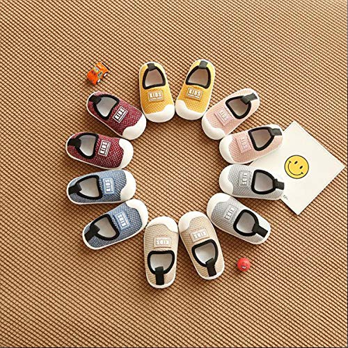 DEBAIJIA Zapatos para niños 0-3T Bebé Caminar Zapatillas Color Sólido Suela Suave Malla Ligero Transpirable 18/19 EU Gris (Tamaño Etiqueta 17)