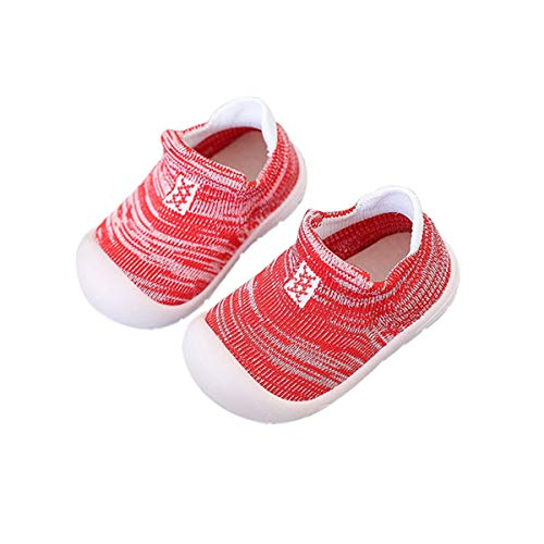 DEBAIJIA Zapatos para Niños 3-30M Bebés Caminan Niñas Antideslizantes Suela Blanda Malla Material Transpirables 23/24 EU Rojo (Tamaño Etiqueta 20)