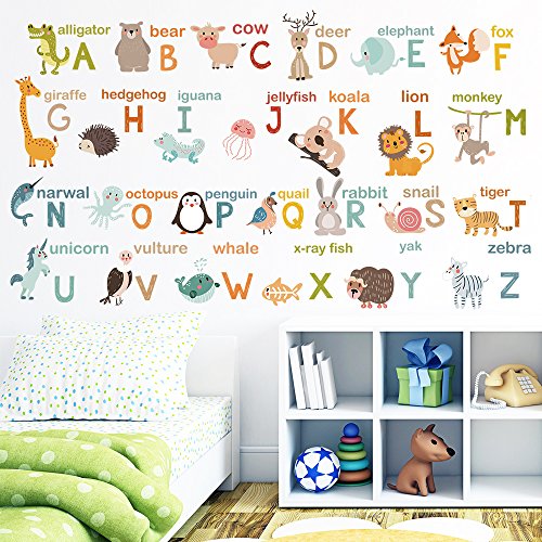 decalmile Alfabeto Adhesivo Decorativo Animales Pegatinas Pared Aula Habitación de Niños para Pared Vinilos Desmontable Niños Bebés Dormitorios Cuarto de Jugar Decoración decalmile Alfabeto Adhesivo Decorativo Animales Pegatinas Pared Aula Habitación de Niños para Pared Vinilos Desmontable Niños Bebés Dormitorios Cuarto de Jugar Decoración