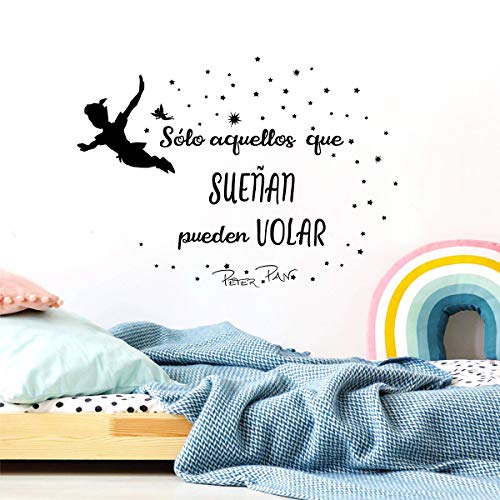 decalmile Pegatina de Pared Peter Pan Frases Sólo Aquellos Que SUEÑAN Pueden Volar Motivadora Letras Vinilo Adhesivos Pared Habitación Infantiles Niños Bebés Guardería