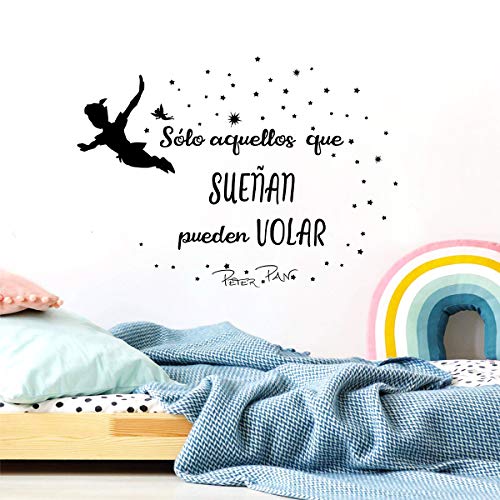 decalmile Pegatina de Pared Peter Pan Frases Sólo Aquellos Que SUEÑAN Pueden Volar Motivadora Letras Vinilo Adhesivos Pared Habitación Infantiles Niños Bebés Guardería