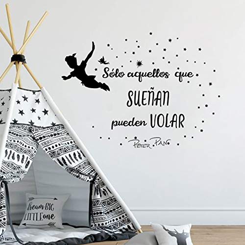 decalmile Pegatina de Pared Peter Pan Frases Sólo Aquellos Que SUEÑAN Pueden Volar Motivadora Letras Vinilo Adhesivos Pared Habitación Infantiles Niños Bebés Guardería