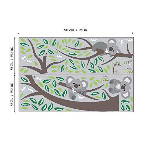 decalmile Pegatinas de Pared Koala y Árbol Vinilos Decorativos Libélulas Oso Koala Adhesivos Pared Infantiles Habitación Bebés Niños Dormitorio Guardería