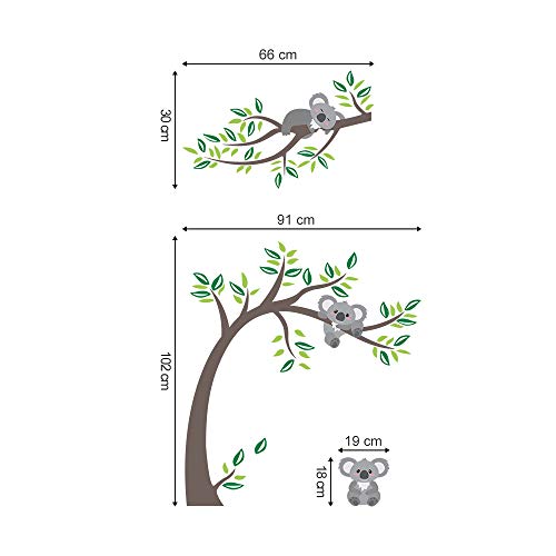 decalmile Pegatinas de Pared Koala y Árbol Vinilos Decorativos Libélulas Oso Koala Adhesivos Pared Infantiles Habitación Bebés Niños Dormitorio Guardería