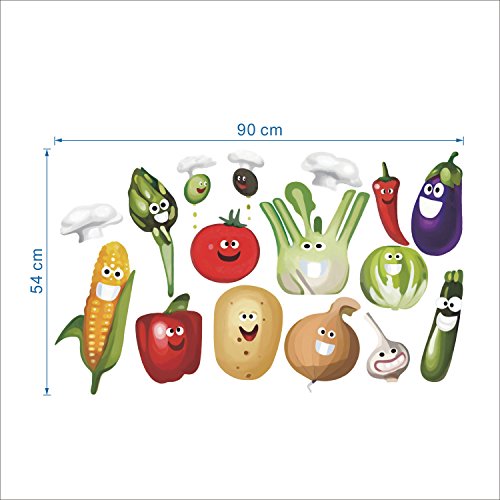 decalmile Vegetales Cocina Pegatinas Pared Desmontable Divertido Maíz Chile Fruta Vinilo Decorativos Adhesivos para Cocina Comedor