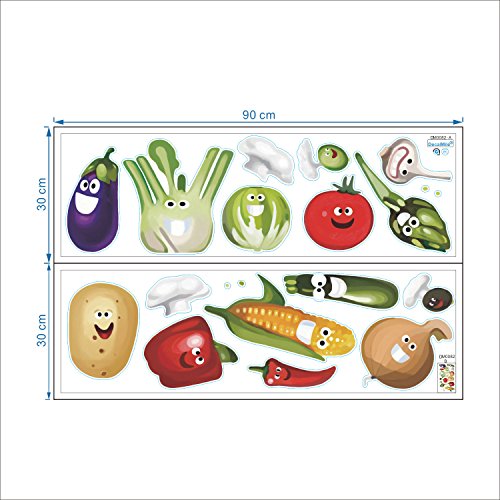 decalmile Vegetales Cocina Pegatinas Pared Desmontable Divertido Maíz Chile Fruta Vinilo Decorativos Adhesivos para Cocina Comedor