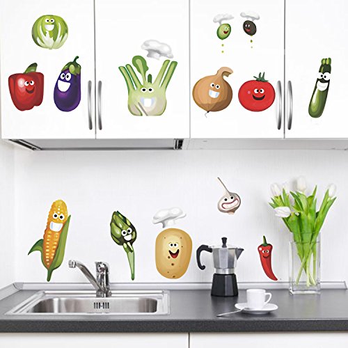 decalmile Vegetales Cocina Pegatinas Pared Desmontable Divertido Maíz Chile Fruta Vinilo Decorativos Adhesivos para Cocina Comedor decalmile Vegetales Cocina Pegatinas Pared Desmontable Divertido Maíz Chile Fruta Vinilo Decorativos Adhesivos para Cocina Comedor