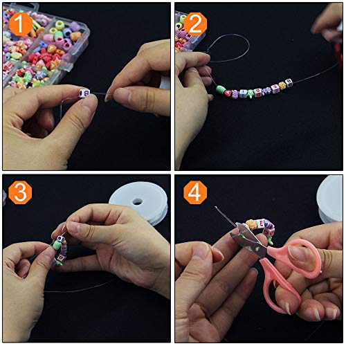 DECARETA 5 PCS Hilo Elástico de Poliéster Transparente,Hilo Elástico Pulseras,Elástico Rebordear Hilo para Hacer Adornos con Abalorio como Pulseras y Otras DIY Manualidades-0.88mm*8m