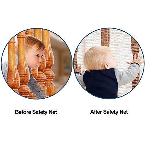 DECARETA Red de Seguridad Resistente para la Protección de Niños/Mascotas,Malla de Seguridad para Escaleras y Balcones 300 * 77cm, Blanco