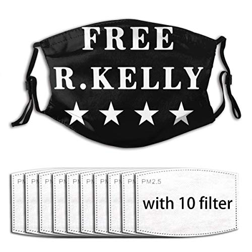 Decoración facial, camiseta R Kelly gratis, bufanda a prueba de polvo R Kelly, bufanda a prueba de polvo de seguridad con 10 filtros para adultos unisex, 20 x 15 cm