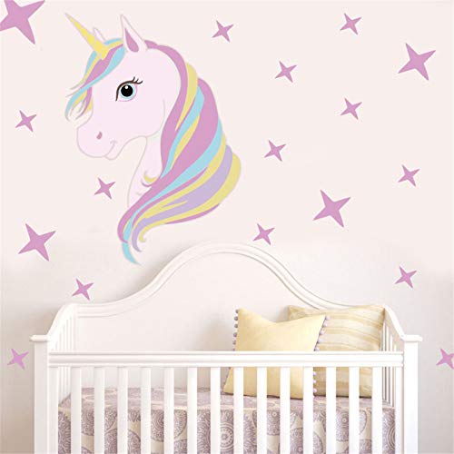 Decoración infantil de pared, unicornio impresión bling estrellas eliminación arte pegatinas DIY niños niñas dormitorio decoración mural de la pared (A) Decoración infantil de pared, unicornio impresión bling estrellas eliminación arte pegatinas DIY niños niñas dormitorio decoración mural de la pared (A)