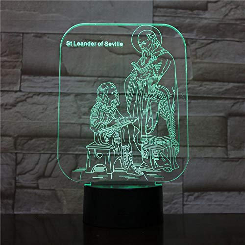 Decoraciones de navidad Sevilla San Leande 3D Light Touch 2019 niño creativo regalo para niños lámpara de mesa de regalo decoración de dormitorio de iglesia iluminación de atmósfera navideña DUYAO00