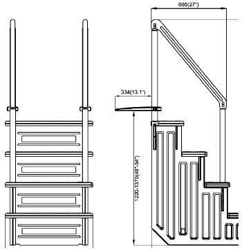 Decoytec Escalera Sintetica 4 peldaños para Piscinas enterradas