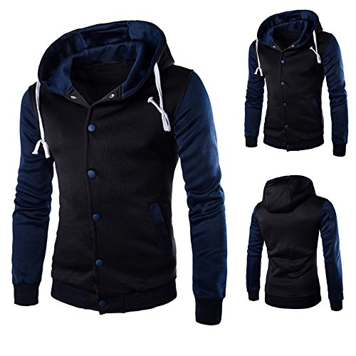 DEELIN El OtoñO De Los Hombres Y La Moda De Invierno De Manga Larga Costura BotóN Chaqueta con Capucha Chaqueta Informal De Los Hombres-Abrigo De Sudadera(M-5XL)