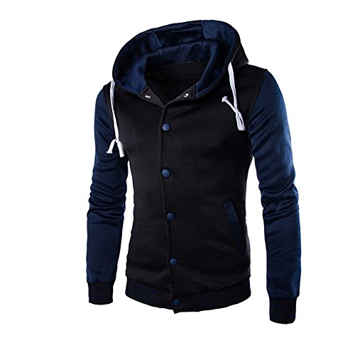 DEELIN El OtoñO De Los Hombres Y La Moda De Invierno De Manga Larga Costura BotóN Chaqueta con Capucha Chaqueta Informal De Los Hombres-Abrigo De Sudadera(M-5XL)