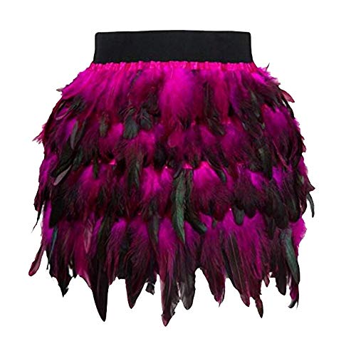 DEELIN Mujeres Moda Personalidad Color Santa Halloween ImitacióN De Plumas Una LíNea Cosplay Mini Falda SeñOras Falda Falda Corta Falda De Plumas Etapa Traje De Vestir