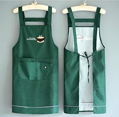 Delantal impermeable y a prueba de aceite, cocina casera, lindo delantal coreano japonés, delantal de trabajo de estilo nórdico a la moda para hombres y mujeres-Niña gris + bolsillo negro + mangas Delantal impermeable y a prueba de aceite, cocina casera, lindo delantal coreano japonés, delantal de trabajo de estilo nórdico a la moda para hombres y mujeres-Niña gris + bolsillo negro + mangas