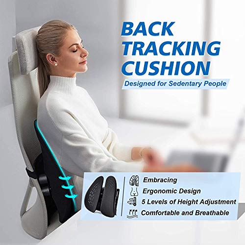 Delgeo Cojín Lumbar Soporte para la Espalda Lumbar ergonómico Cojín de Soporte Lumbar para Silla de Oficina Coche corrije la Postura Alivia el Dolor Lumbar(Negro)