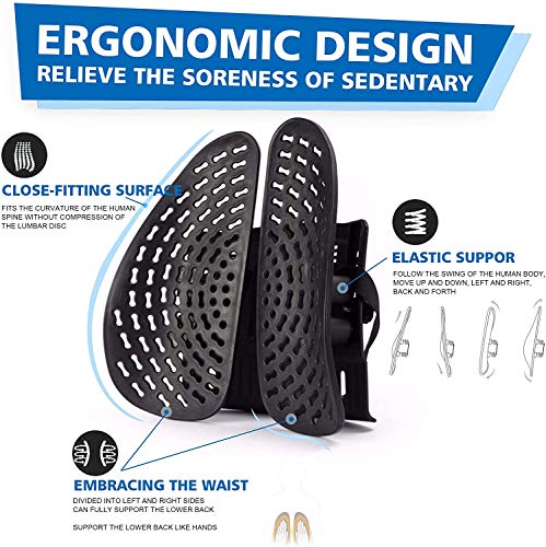 Delgeo Cojín Lumbar Soporte para la Espalda Lumbar ergonómico Cojín de Soporte Lumbar para Silla de Oficina Coche corrije la Postura Alivia el Dolor Lumbar(Negro)