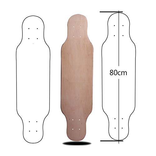 delibett Monopatín cruiser, monopatín completo, mini longboard de madera de arce en estilo vintage, tabla de skate para manualidades, 80 cm