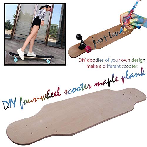 delibett Monopatín cruiser, monopatín completo, mini longboard de madera de arce en estilo vintage, tabla de skate para manualidades, 80 cm