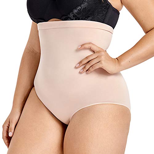 DELIMIRA Braga Faja Reductora sin Costura Braguita Moldeadora de Cintura Alta para Mujer Beige 56-58