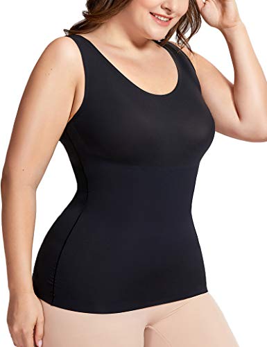 DELIMIRA Camiseta Moldeadora Camiseta Interior Body Shaper sin Costuras Ropa Interior para Mujer Negro 46
