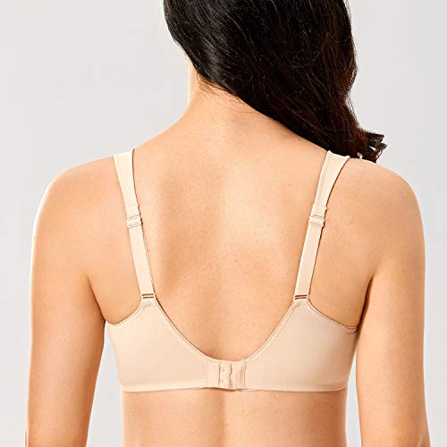 DELIMIRA - Sujetador Reductor Minimizador con Aros para Pecho Grandes para Mujer Beige 115C