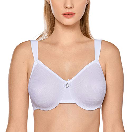 DELIMIRA - Sujetador Reductor Minimizador con Aros para Pecho Grandes para Mujer Blanco 95F DELIMIRA - Sujetador Reductor Minimizador con Aros para Pecho Grandes para Mujer Blanco 95F