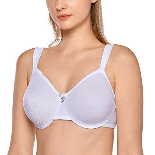 DELIMIRA - Sujetador Reductor Minimizador con Aros para Pecho Grandes para Mujer Blanco 95F DELIMIRA - Sujetador Reductor Minimizador con Aros para Pecho Grandes para Mujer Blanco 95F