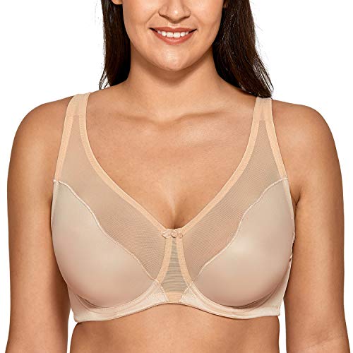 DELIMIRA - Sujetador Reductor Sin Relleno con Aros Minimizer para Mujer Beige 110C