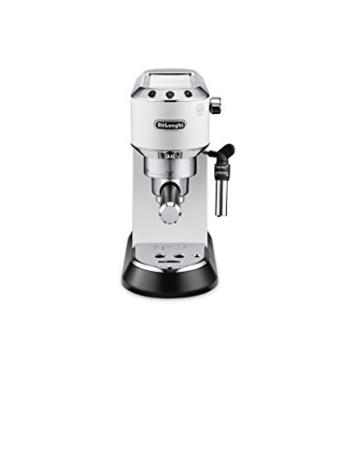 De'longhi Dedica - Cafetera de Bomba de Acero Inoxidable para Café Molido o Monodosis, Cafetera para Espresso y Cappuccino, Depósito de 1.3 Litros, Sistema Anti-goteo, EC685.W, Blanco