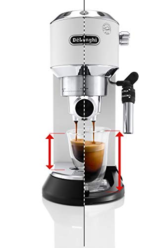 De'longhi Dedica - Cafetera de Bomba de Acero Inoxidable para Café Molido o Monodosis, Cafetera para Espresso y Cappuccino, Depósito de 1.3 Litros, Sistema Anti-goteo, EC685.W, Blanco