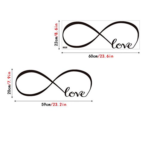 Demarkt Adhesivo de Pared Inglés Love Decorativo Pegatina Pared Para Dormitorio Vinilos Stickers Elegante y Hermoso 22 * 60CM 1PCS