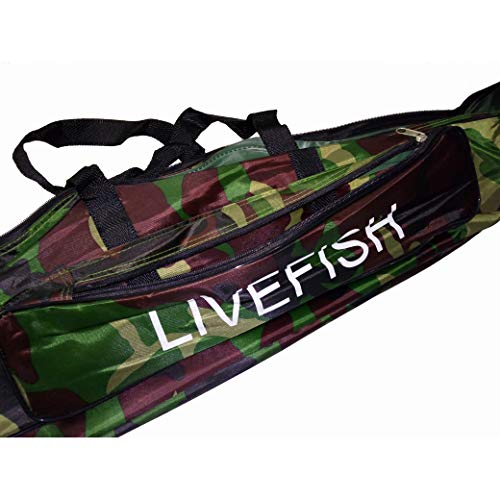 DEPALMERA✮ Funda Bolso para Caña de Pescar 155cm Color Camuflaje Bolsa Doble de Pesca para Cañas y Accesorios