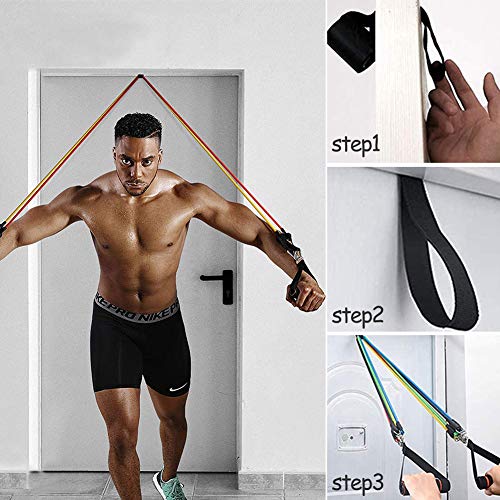 Depmog Juego bandas resistencia fitness 100lbs, 5pcs Tubo Elásticos, 12pcs, Ajustable, Caucho Natural, Para Ejercicio en Casa, Gym, Cintas Profecional Yoga con Bolsa Almacenamiento Depmog Juego bandas resistencia fitness 100lbs, 5pcs Tubo Elásticos, 12pcs, Ajustable, Caucho Natural, Para Ejercicio en Casa, Gym, Cintas Profecional Yoga con Bolsa Almacenamiento