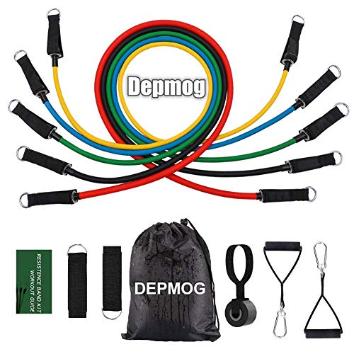 Depmog Juego bandas resistencia fitness 100lbs, 5pcs Tubo Elásticos, 12pcs, Ajustable, Caucho Natural, Para Ejercicio en Casa, Gym, Cintas Profecional Yoga con Bolsa Almacenamiento Depmog Juego bandas resistencia fitness 100lbs, 5pcs Tubo Elásticos, 12pcs, Ajustable, Caucho Natural, Para Ejercicio en Casa, Gym, Cintas Profecional Yoga con Bolsa Almacenamiento