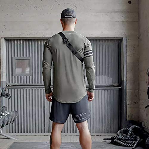 Derrick Aled(k) zhuke Camisa Deportiva para Hombre Camiseta De Manga Larga De Secado RáPido Top SóLido Gimnasio Fitness Correr Entrenamiento Jersey Ejercicio Muscular Camiseta EláStica OtoñO Invierno