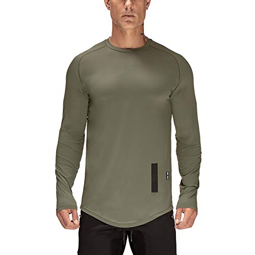 Derrick Aled(k) zhuke Camisa Deportiva para Hombre Camiseta De Manga Larga De Secado RáPido Top SóLido Gimnasio Fitness Correr Entrenamiento Jersey Ejercicio Muscular Camiseta EláStica OtoñO Invierno