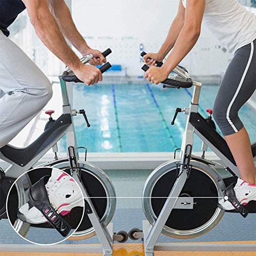 DERU Bicicleta de Pedales Correas, Un par de Estática Correas del Pedal, Fácil de Ajustar Correa del Pedal, para Spinning Ejercicio Bicicleta Bicicleta Inicio Ciclo o Gimnasio - Negro