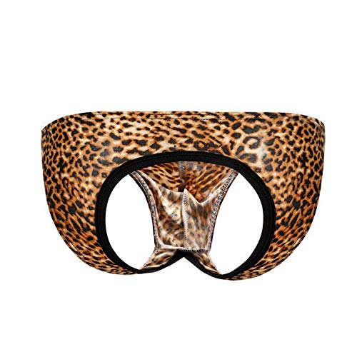 Desconocido Bragas de Hombre Calzoncillos de Ropa Interior Boxers Lencería Sexy para Hombre Bragas de Leopardo Ropa Interior cómoda y Transpirable Braguitas Triangulares de Leopardo (Amarillo,L)