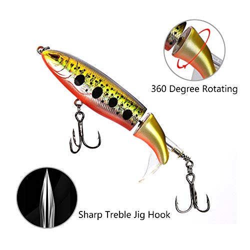 DesignSter 5Pcs Lápiz Popper Señuelo Pesca Artificial Duro 10 cm 15 g Wobbler Flotante Multi-Segmentos Swimbait Siluros Bass Lubina Señuelo para Pesca Spinning con 2 Triángulo Ganchos